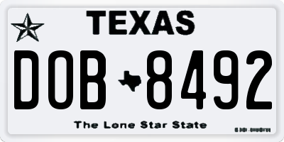 TX license plate DOB8492