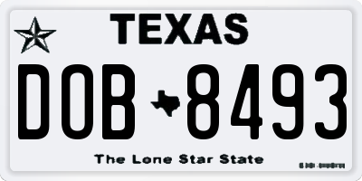 TX license plate DOB8493