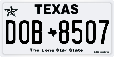 TX license plate DOB8507