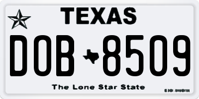 TX license plate DOB8509