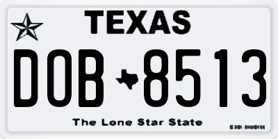 TX license plate DOB8513