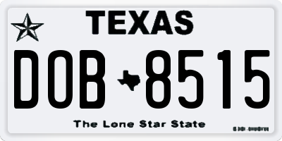 TX license plate DOB8515