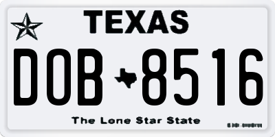 TX license plate DOB8516