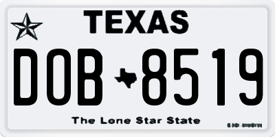 TX license plate DOB8519