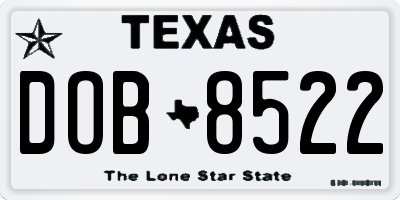 TX license plate DOB8522