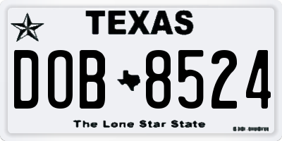 TX license plate DOB8524
