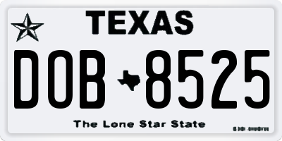 TX license plate DOB8525