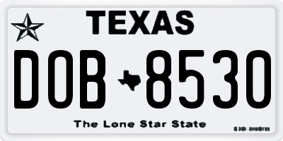 TX license plate DOB8530
