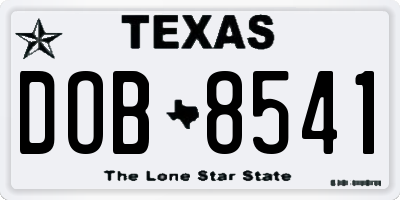 TX license plate DOB8541