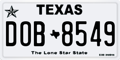 TX license plate DOB8549