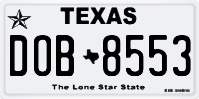 TX license plate DOB8553