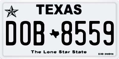 TX license plate DOB8559