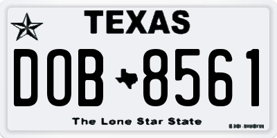TX license plate DOB8561