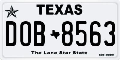 TX license plate DOB8563