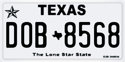 TX license plate DOB8568
