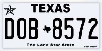 TX license plate DOB8572