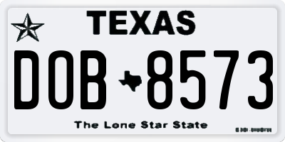 TX license plate DOB8573