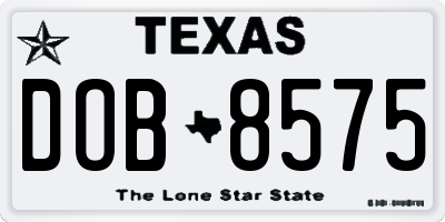TX license plate DOB8575