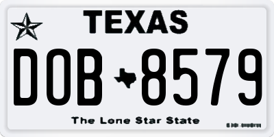 TX license plate DOB8579