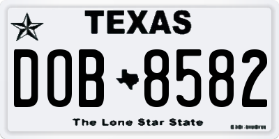TX license plate DOB8582