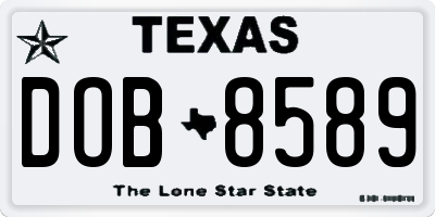 TX license plate DOB8589