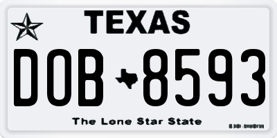 TX license plate DOB8593