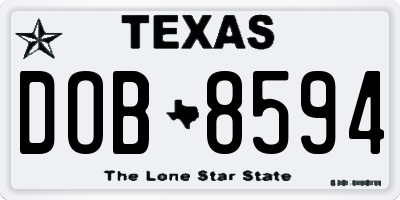 TX license plate DOB8594