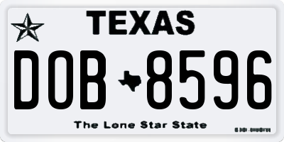 TX license plate DOB8596