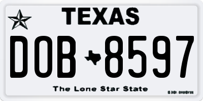 TX license plate DOB8597