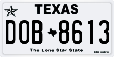 TX license plate DOB8613
