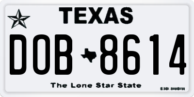 TX license plate DOB8614