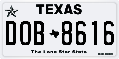 TX license plate DOB8616