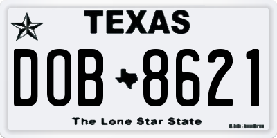TX license plate DOB8621