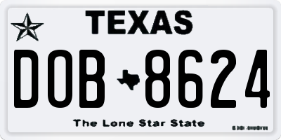 TX license plate DOB8624