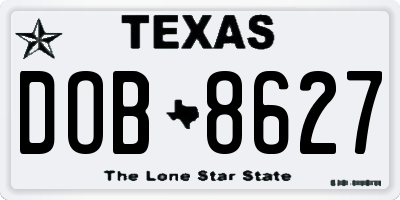 TX license plate DOB8627