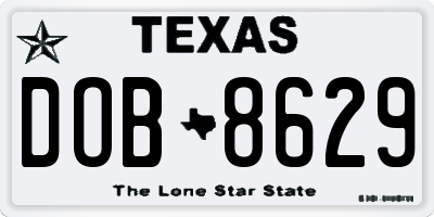 TX license plate DOB8629