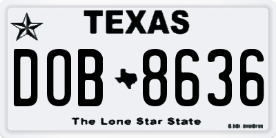 TX license plate DOB8636
