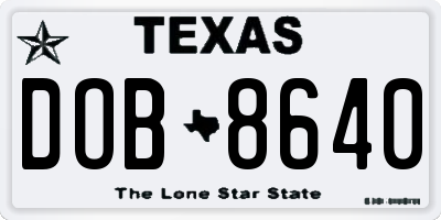 TX license plate DOB8640