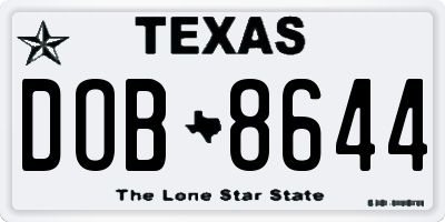 TX license plate DOB8644