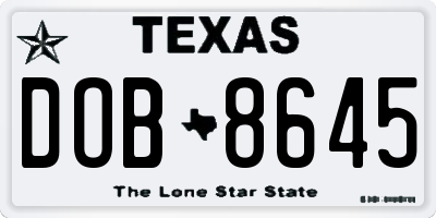 TX license plate DOB8645