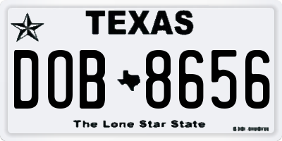 TX license plate DOB8656