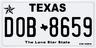 TX license plate DOB8659