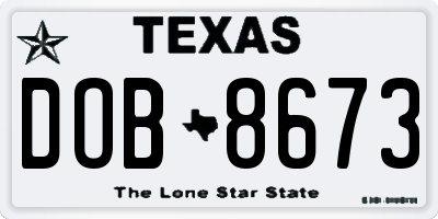 TX license plate DOB8673