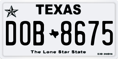 TX license plate DOB8675
