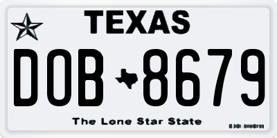 TX license plate DOB8679