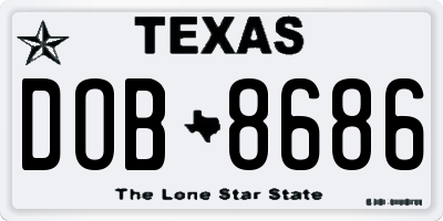 TX license plate DOB8686
