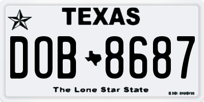 TX license plate DOB8687