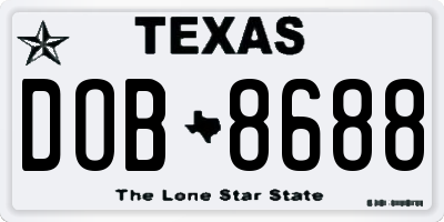 TX license plate DOB8688