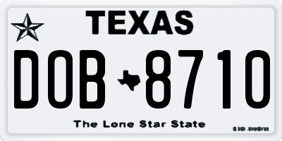 TX license plate DOB8710