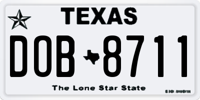 TX license plate DOB8711